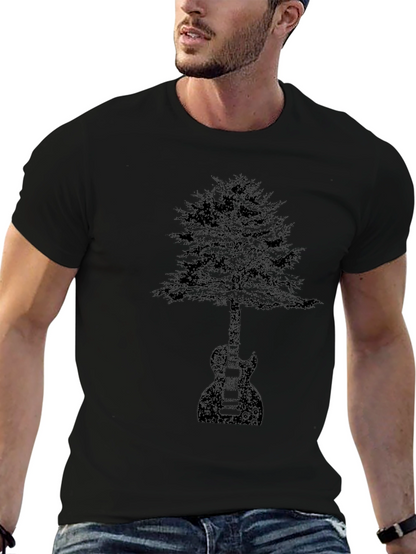 Guitar Tree Graphic Tee - Black Cotton Comfort
