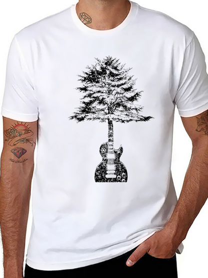 Guitar Tree Graphic Tee - Black Cotton Comfort