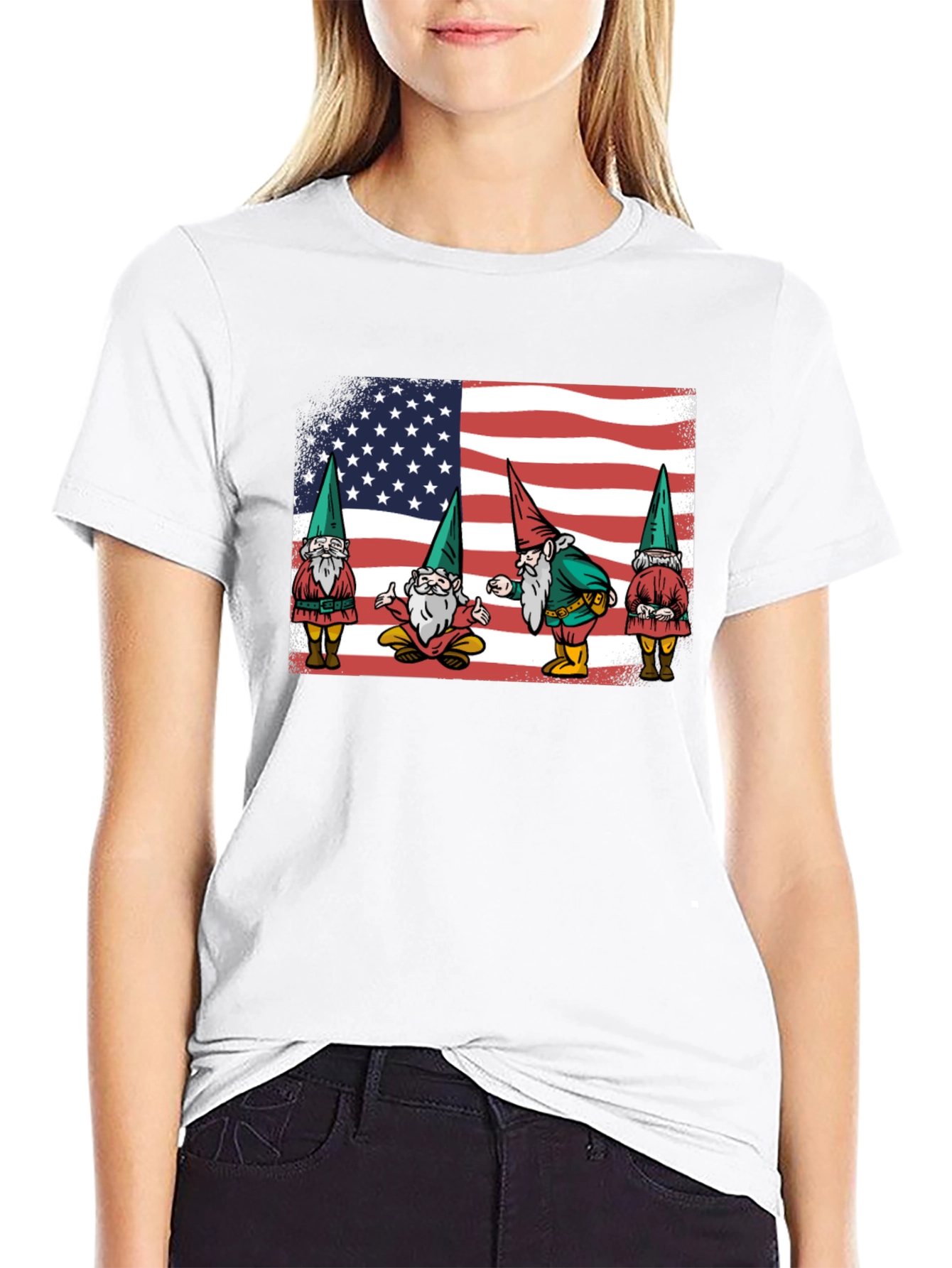 Patriotic Gnomes T-Shirt - American Flag