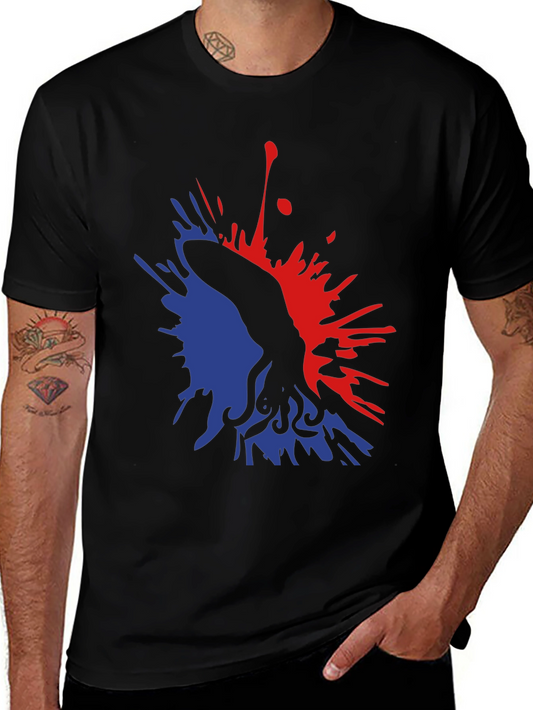 Abstract Octopus Ink Splatter Graphic Tee - Black