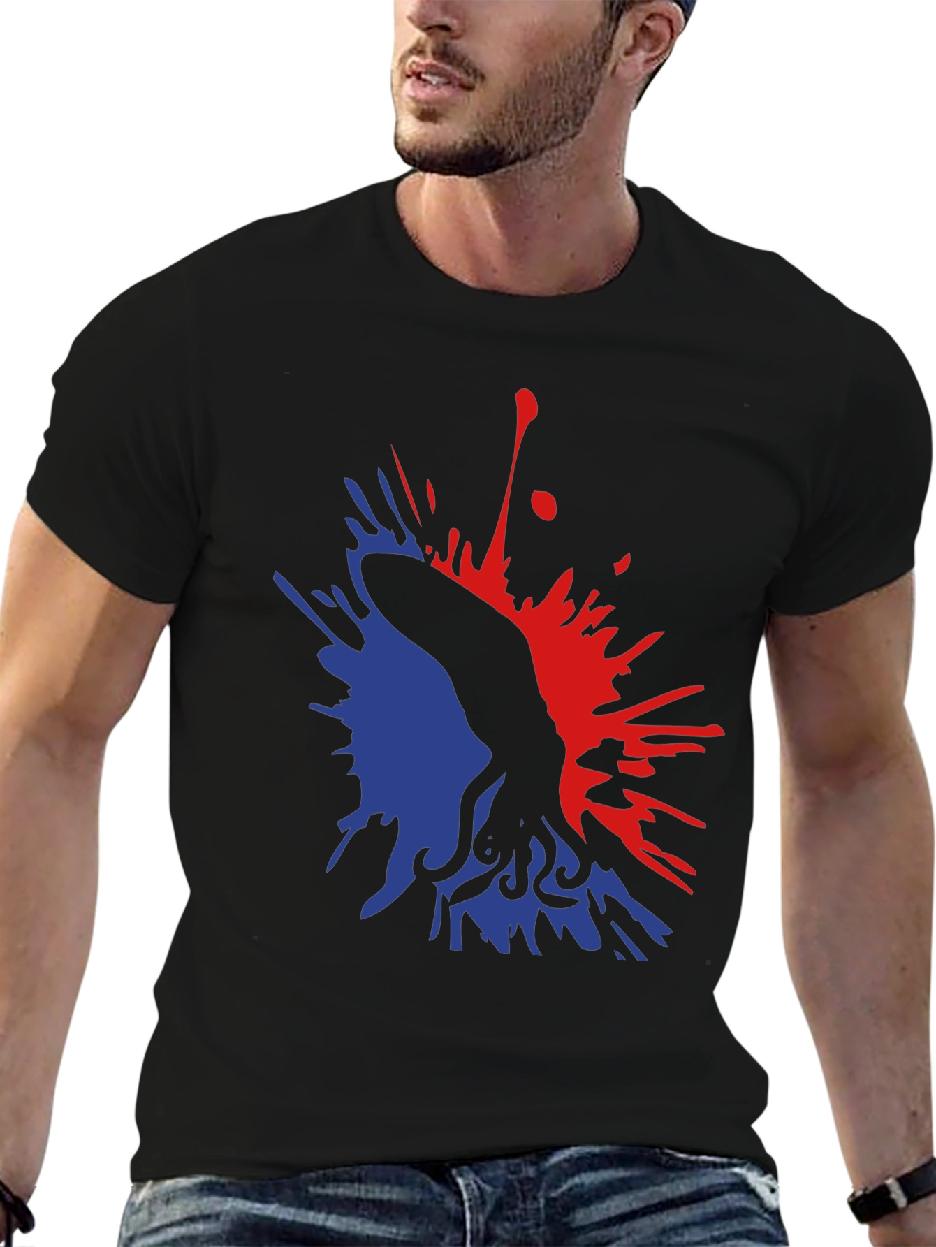 Abstract Octopus Ink Splatter Graphic Tee - Black