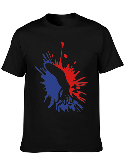 Abstract Octopus Ink Splatter Graphic Tee - Black