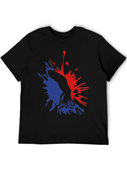 Abstract Octopus Ink Splatter Graphic Tee - Black
