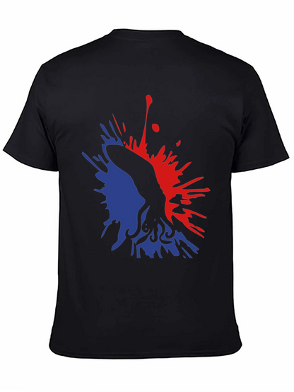 Abstract Octopus Ink Splatter Graphic Tee - Black