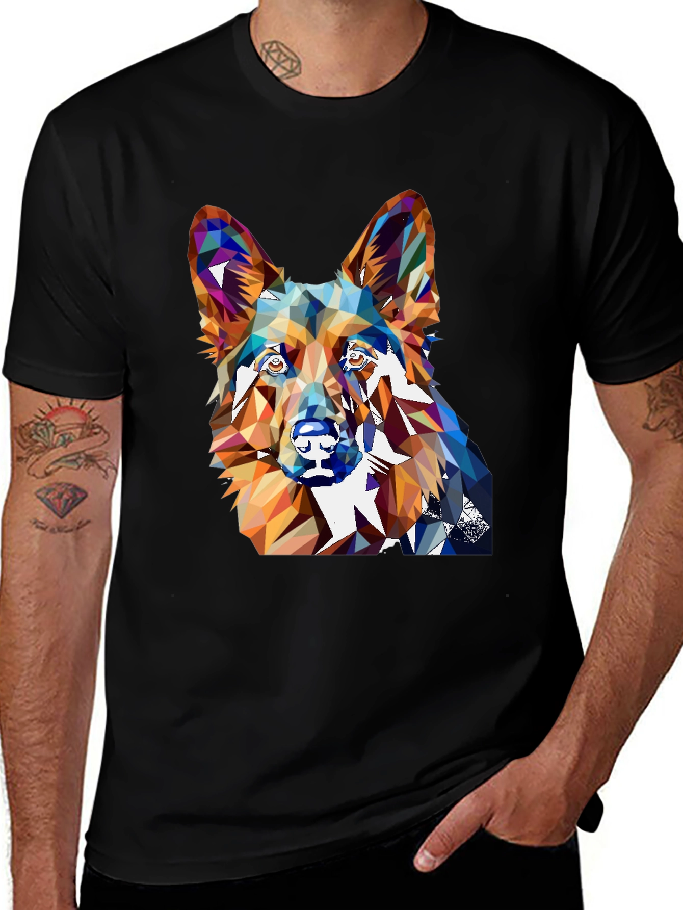 Geometric Dog Graphic Tee - Unique Animal Lover Shirt