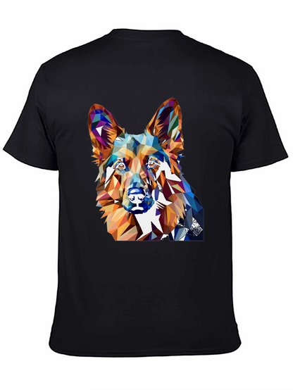Geometric Dog Graphic Tee - Unique Animal Lover Shirt