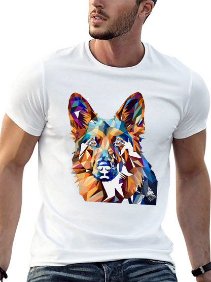 Geometric Dog Graphic Tee - Unique Animal Lover Shirt