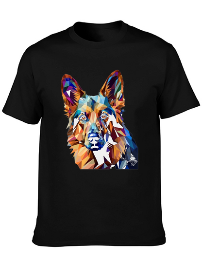 Geometric Dog Graphic Tee - Unique Animal Lover Shirt