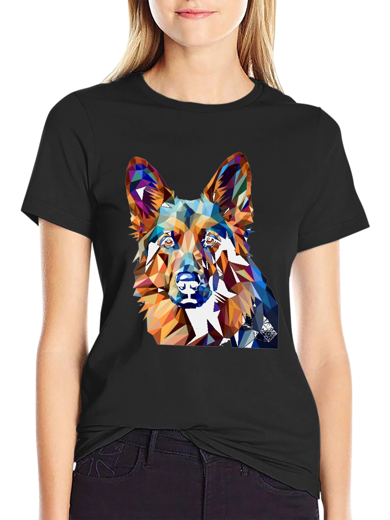 Geometric Dog Graphic Tee - Unique Animal Lover Shirt