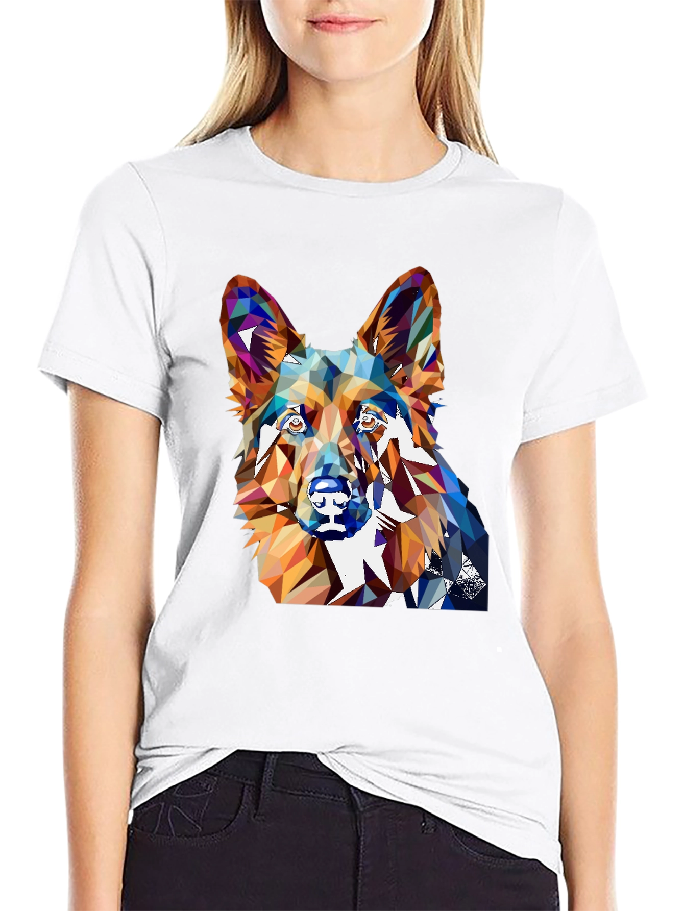 Geometric Dog Graphic Tee - Unique Animal Lover Shirt