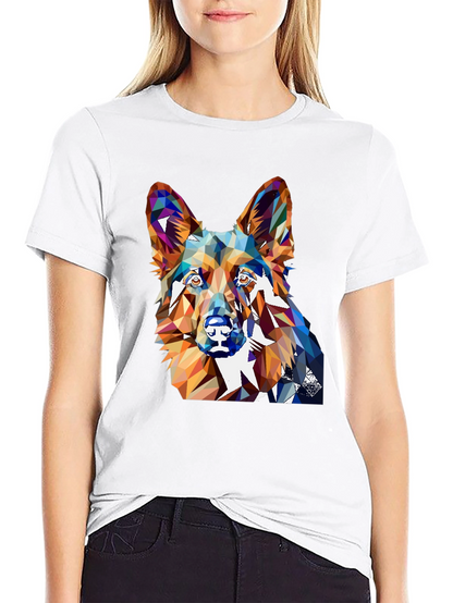 Geometric Dog Graphic Tee - Unique Animal Lover Shirt