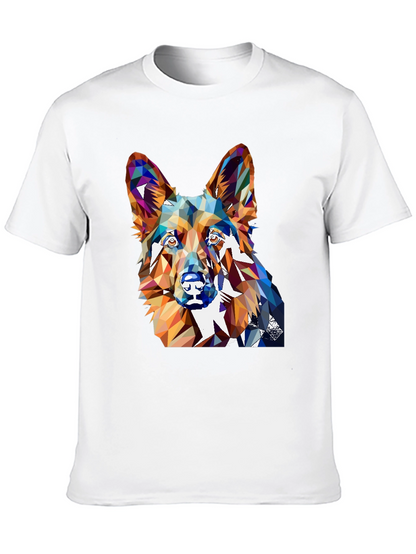 Geometric Dog Graphic Tee - Unique Animal Lover Shirt