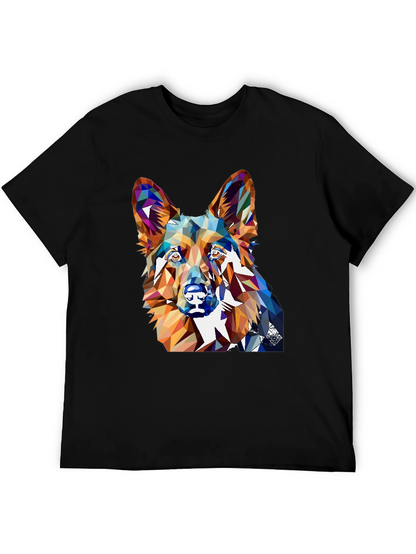 Geometric Dog Graphic Tee - Unique Animal Lover Shirt