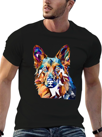 Geometric Dog Graphic Tee - Unique Animal Lover Shirt