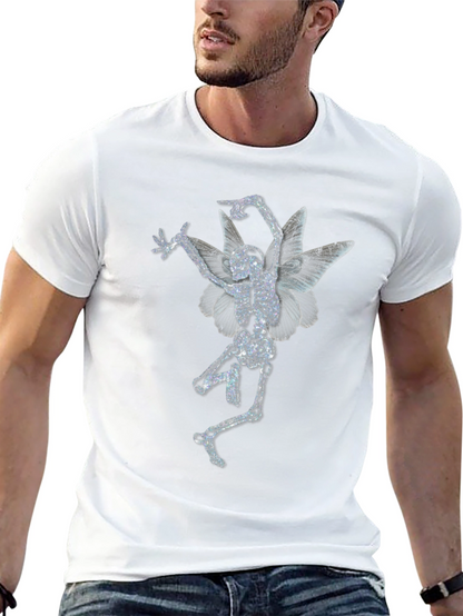 Skeleton Fairy Graphic Print Black T-Shirt