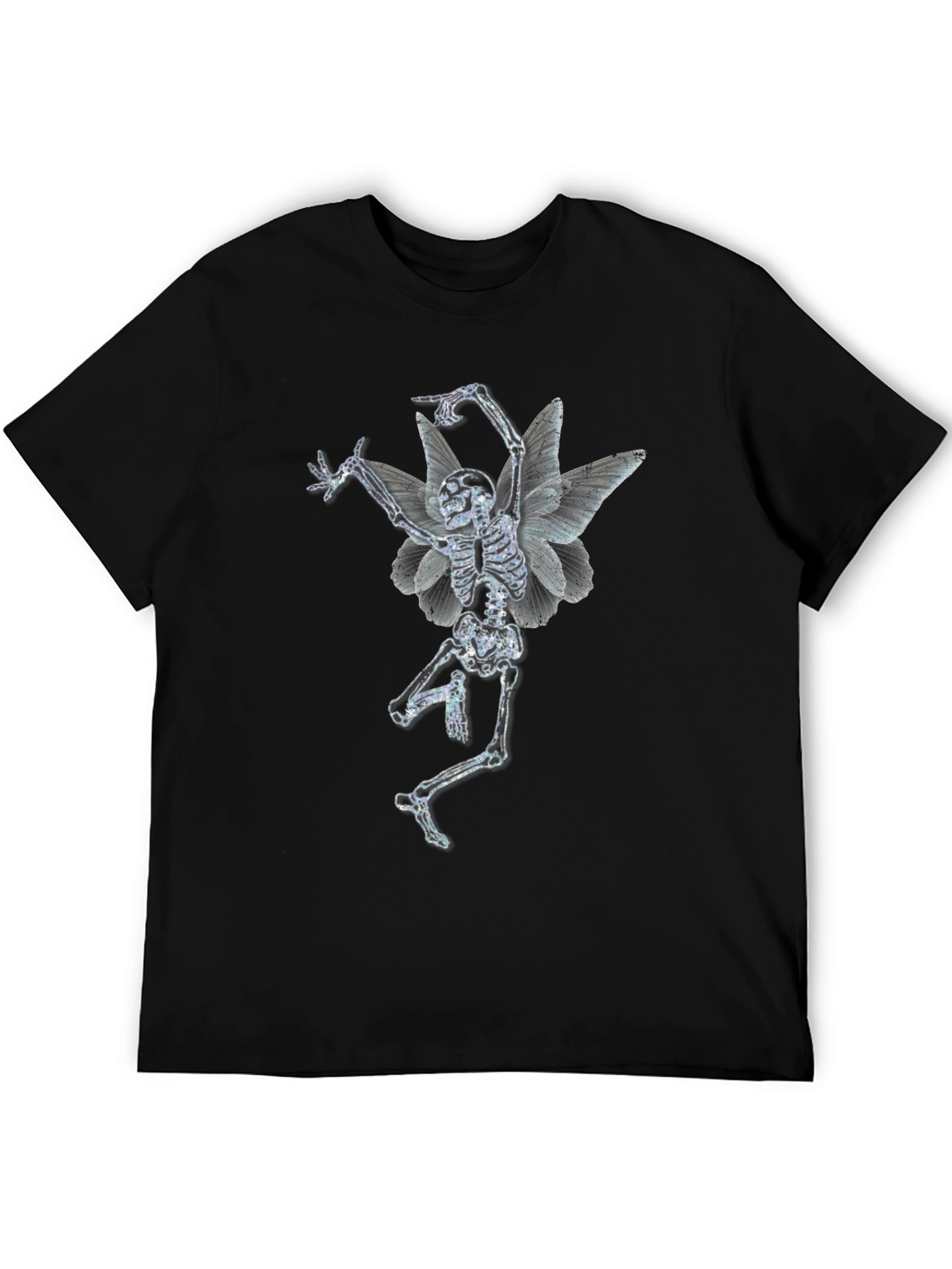 Skeleton Fairy Graphic Print Black T-Shirt