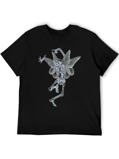 Skeleton Fairy Graphic Print Black T-Shirt