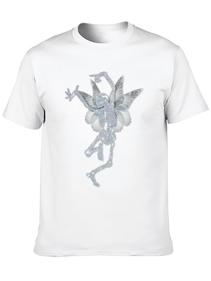 Skeleton Fairy Graphic Print Black T-Shirt