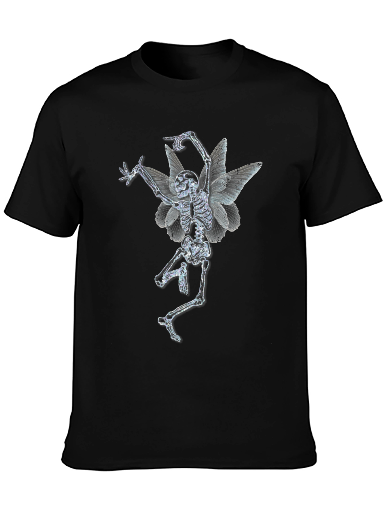 Skeleton Fairy Graphic Print Black T-Shirt