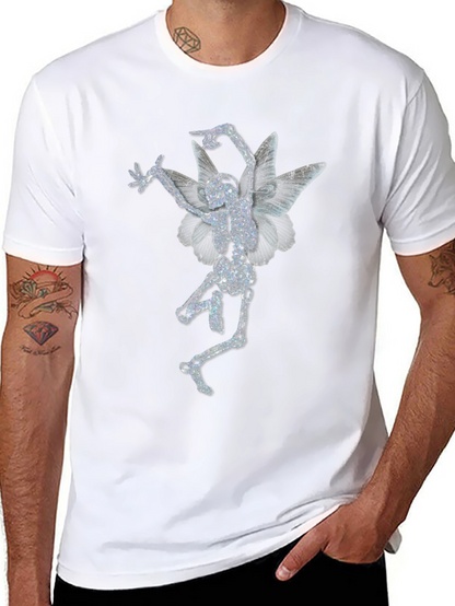 Skeleton Fairy Graphic Print Black T-Shirt