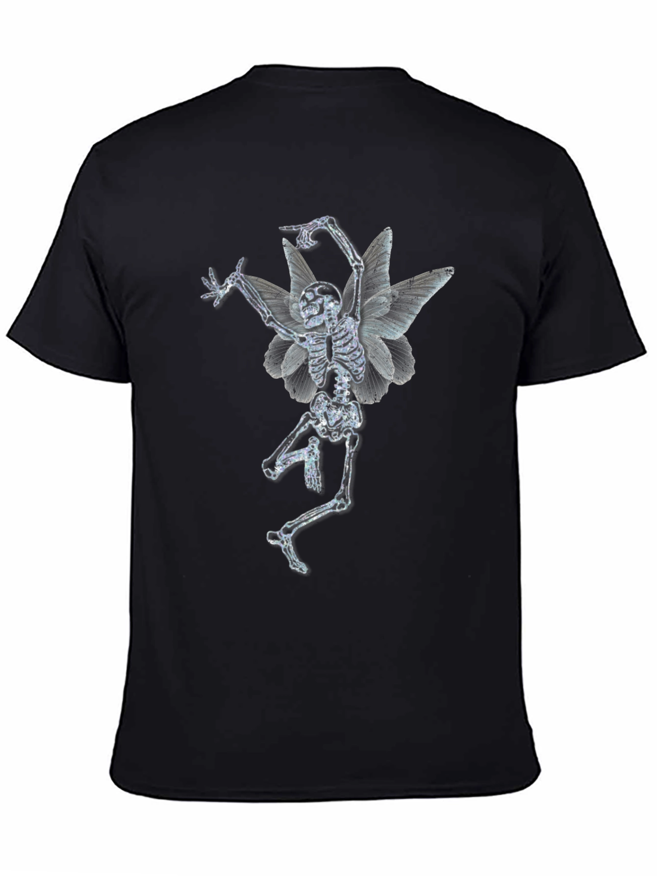 Skeleton Fairy Graphic Print Black T-Shirt