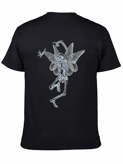 Skeleton Fairy Graphic Print Black T-Shirt