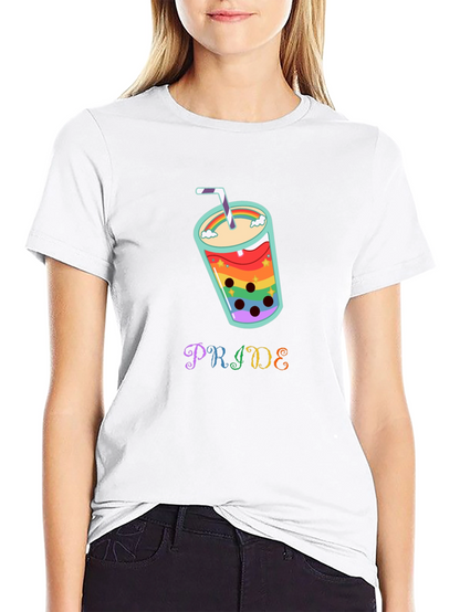 Pride Rainbow Boba Tea Graphic T-Shirt