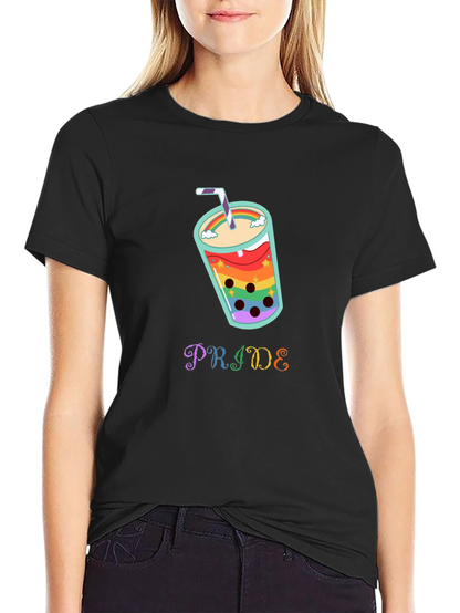 Pride Rainbow Boba Tea Graphic T-Shirt
