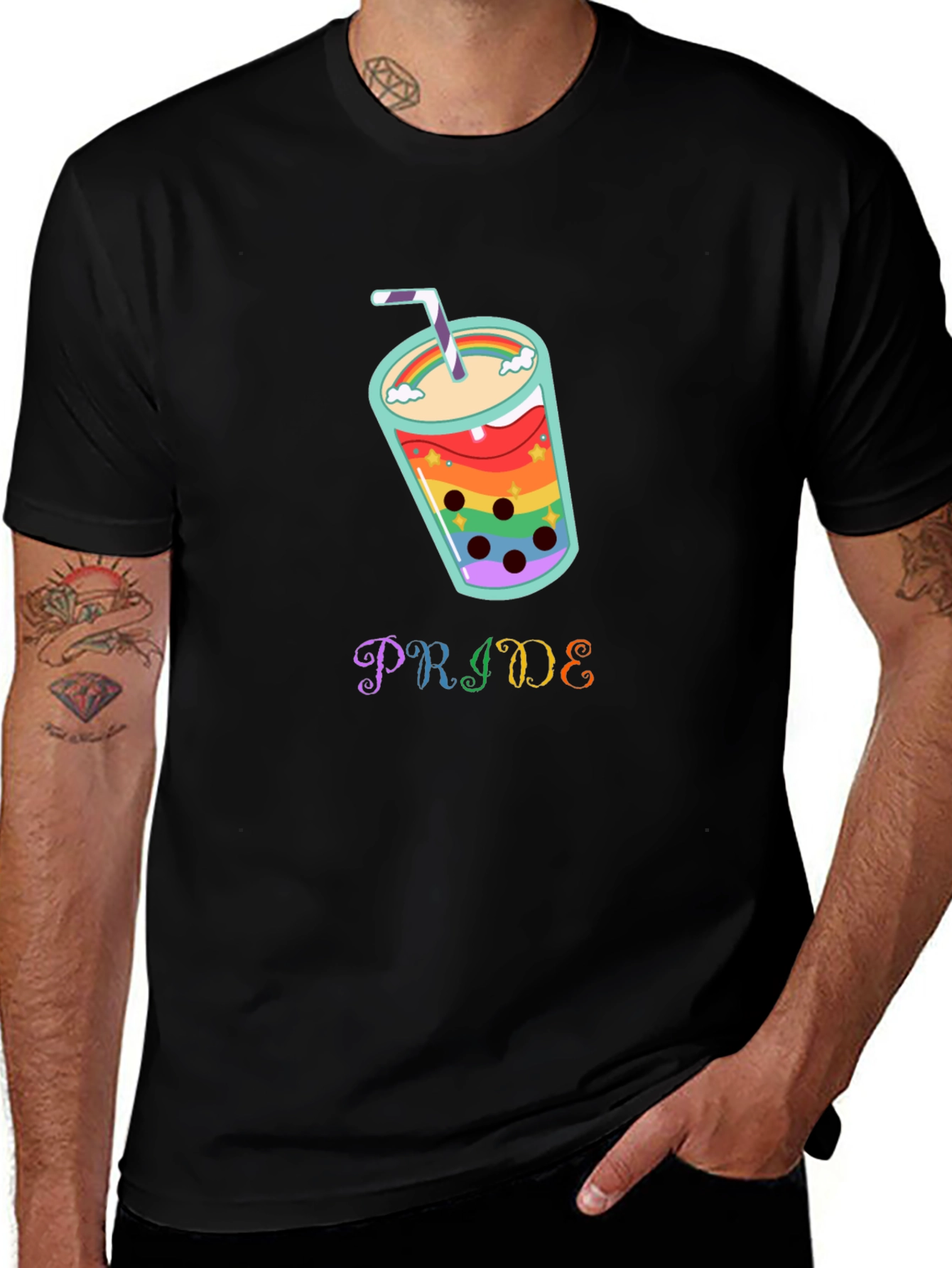 Pride Rainbow Boba Tea Graphic T-Shirt