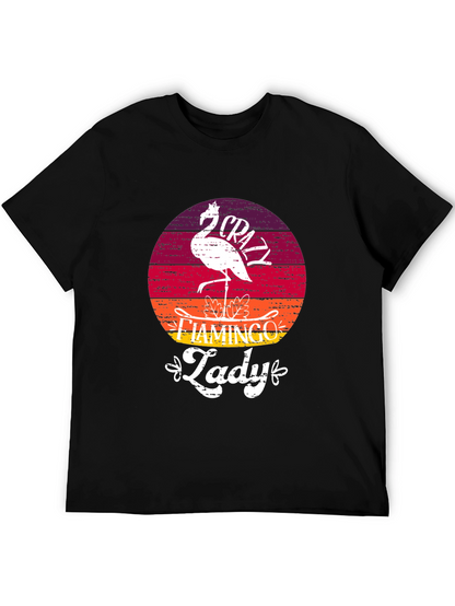 Crazy Flamingo Lady T-Shirt - Black