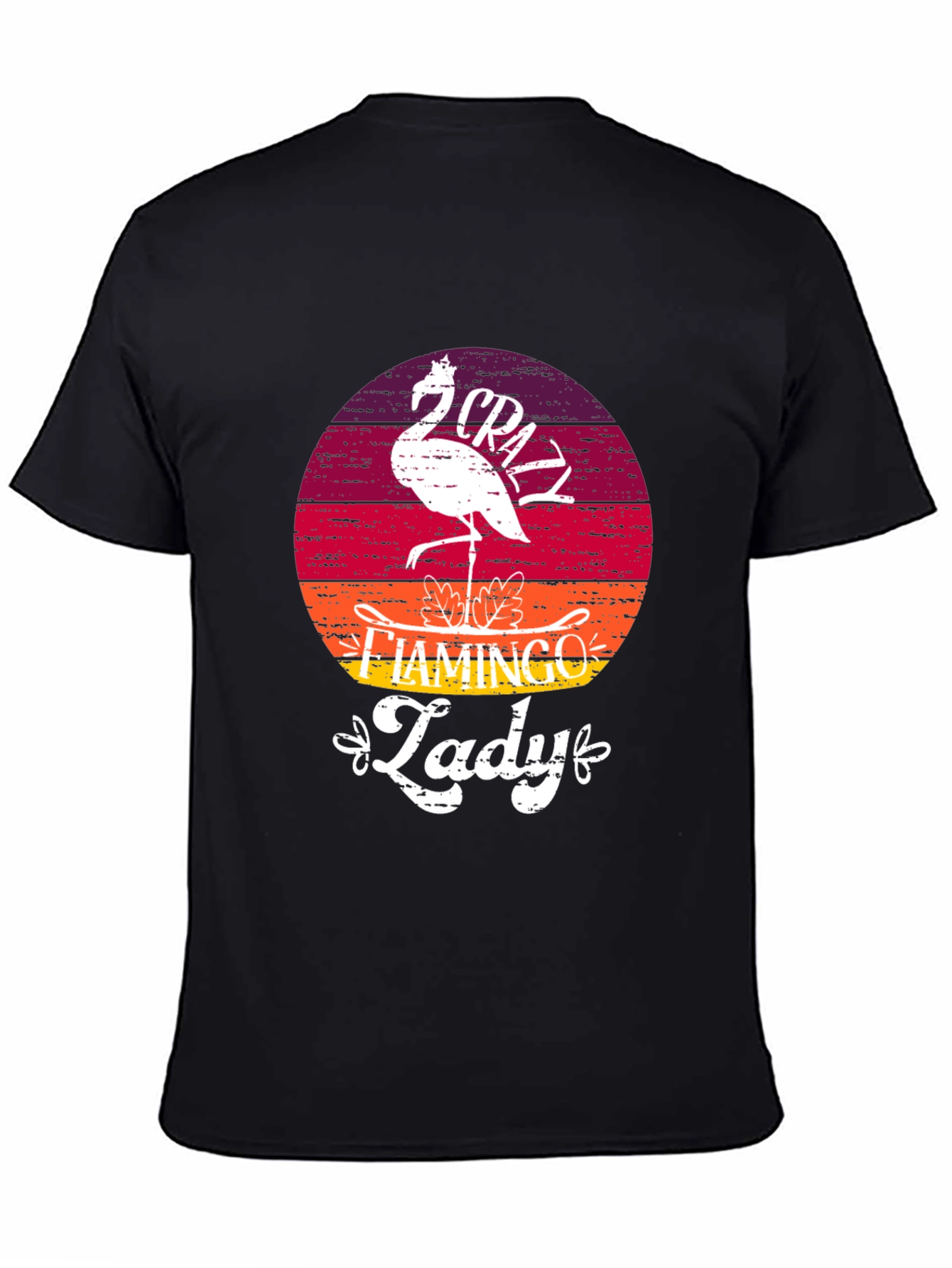 Crazy Flamingo Lady T-Shirt - Black