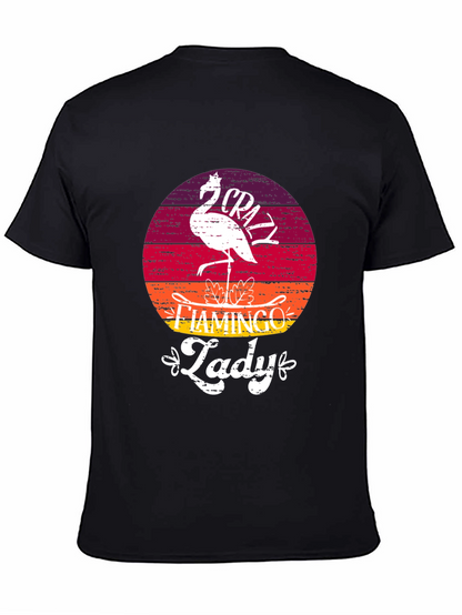 Crazy Flamingo Lady T-Shirt - Black
