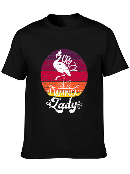 Crazy Flamingo Lady T-Shirt - Black