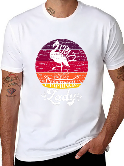 Crazy Flamingo Lady T-Shirt - Black