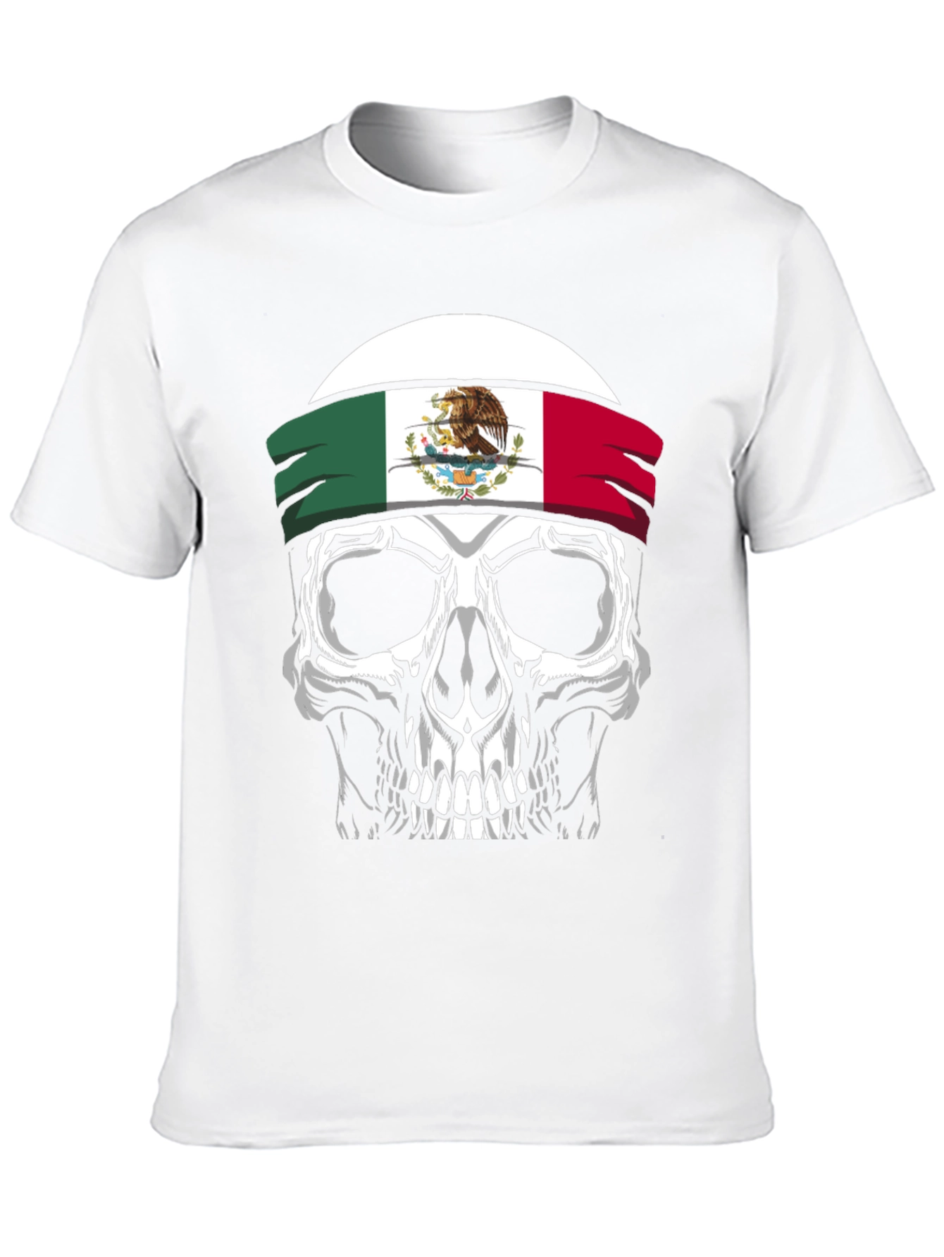 Mexican Flag Skull Graphic T-Shirt - Black