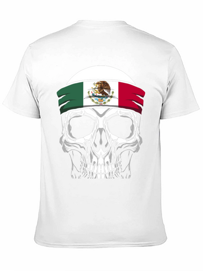 Mexican Flag Skull Graphic T-Shirt - Black