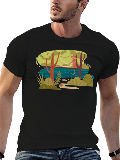 Jungle Monkey Graphic Tee - Unisex Black T-Shirt