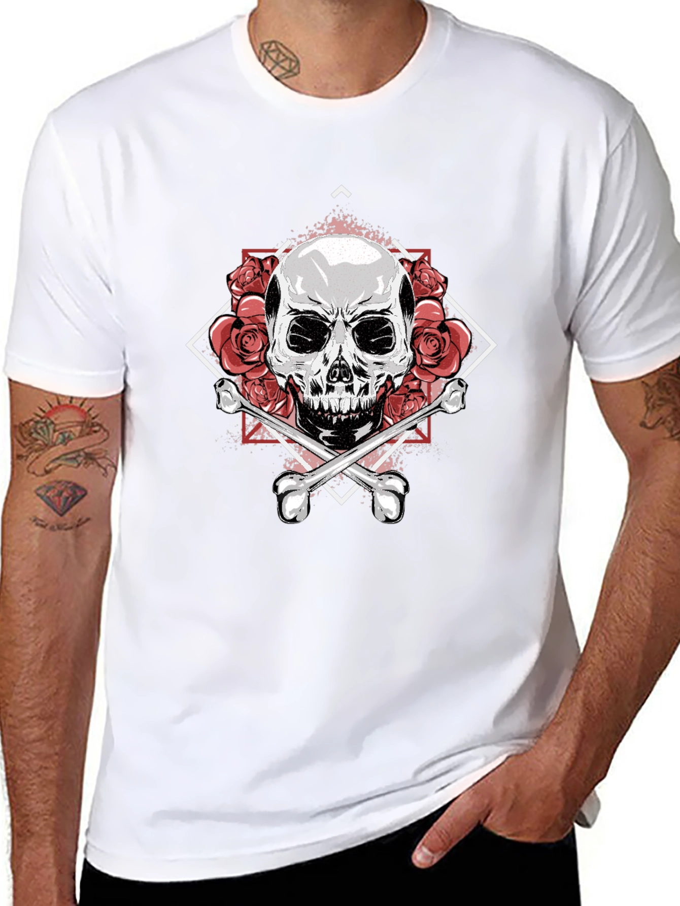 Skull & Roses Graphic Tee - Edgy Streetwear