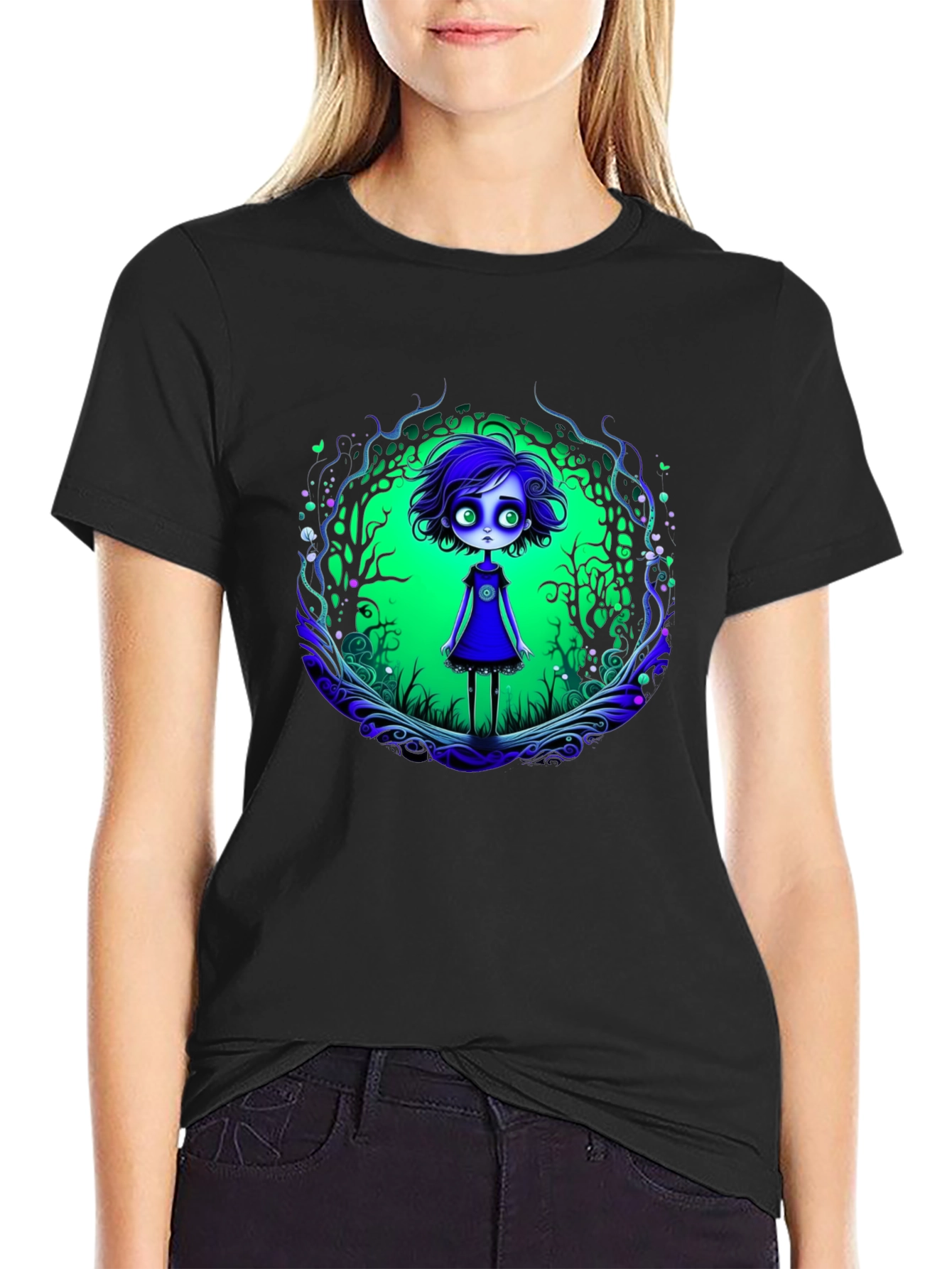 Eerie Forest Girl Graphic Tee