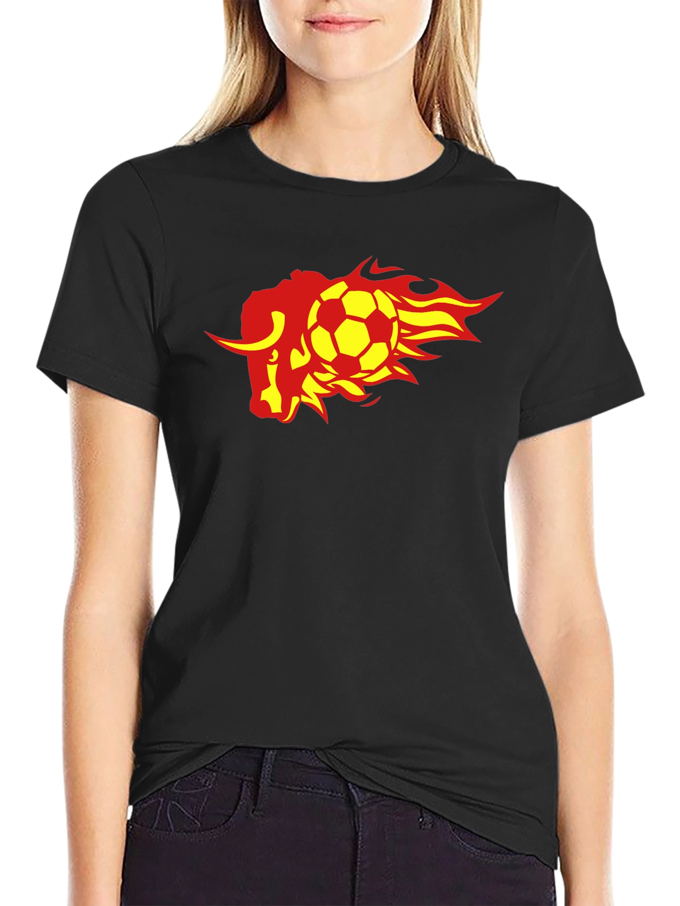 Fiery Bull Soccer T-Shirt - Black