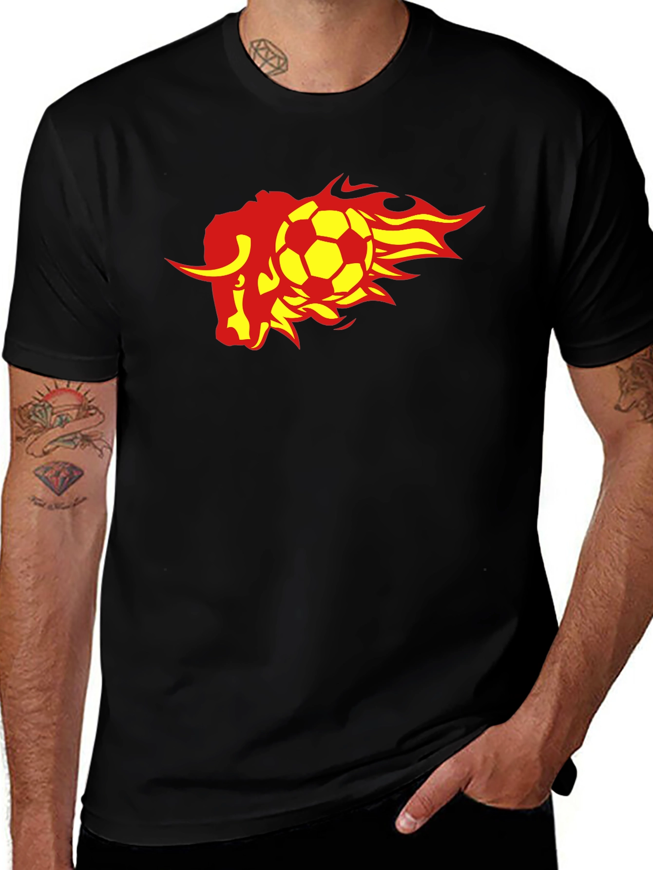 Fiery Bull Soccer T-Shirt - Black