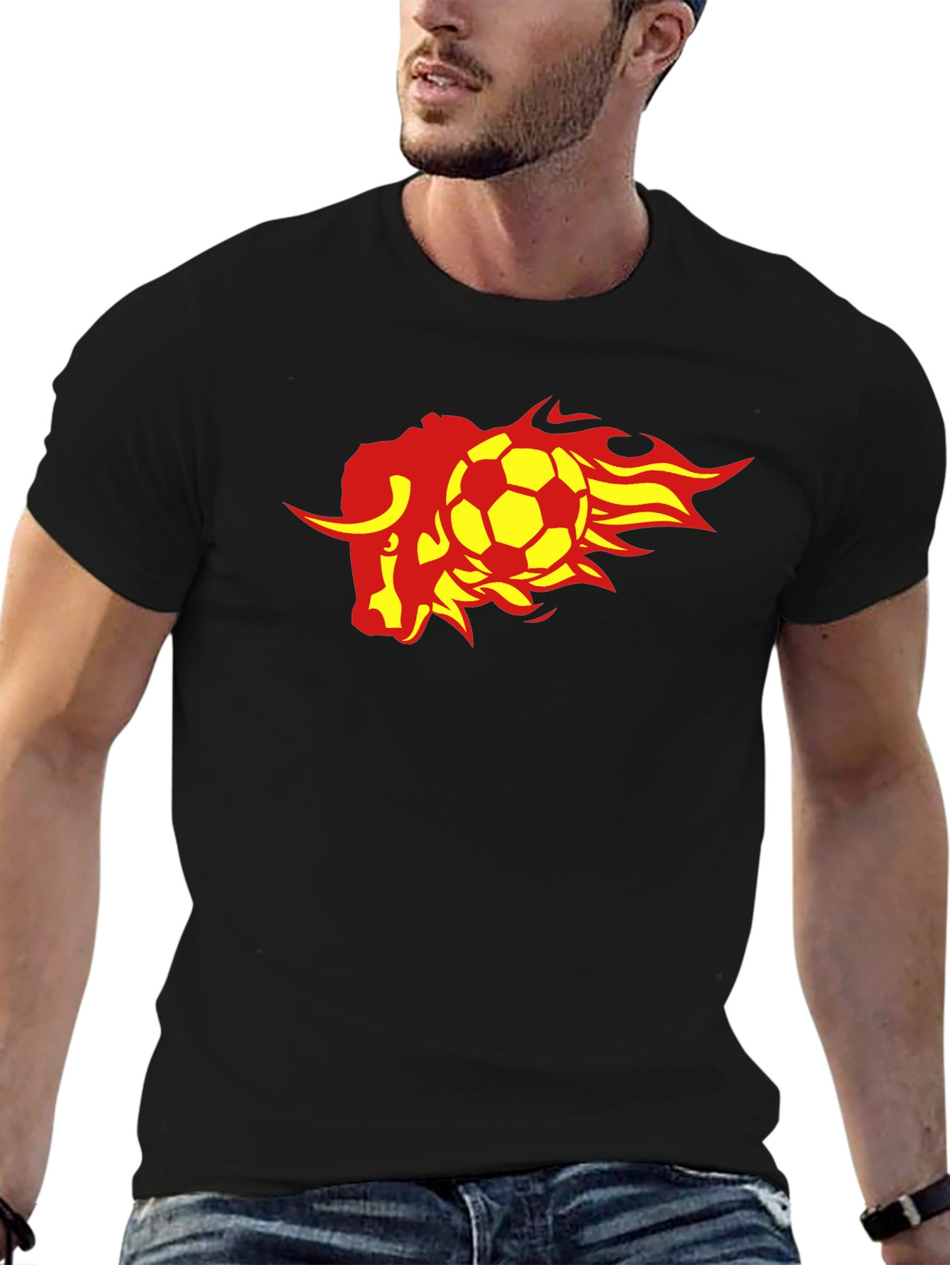 Fiery Bull Soccer T-Shirt - Black