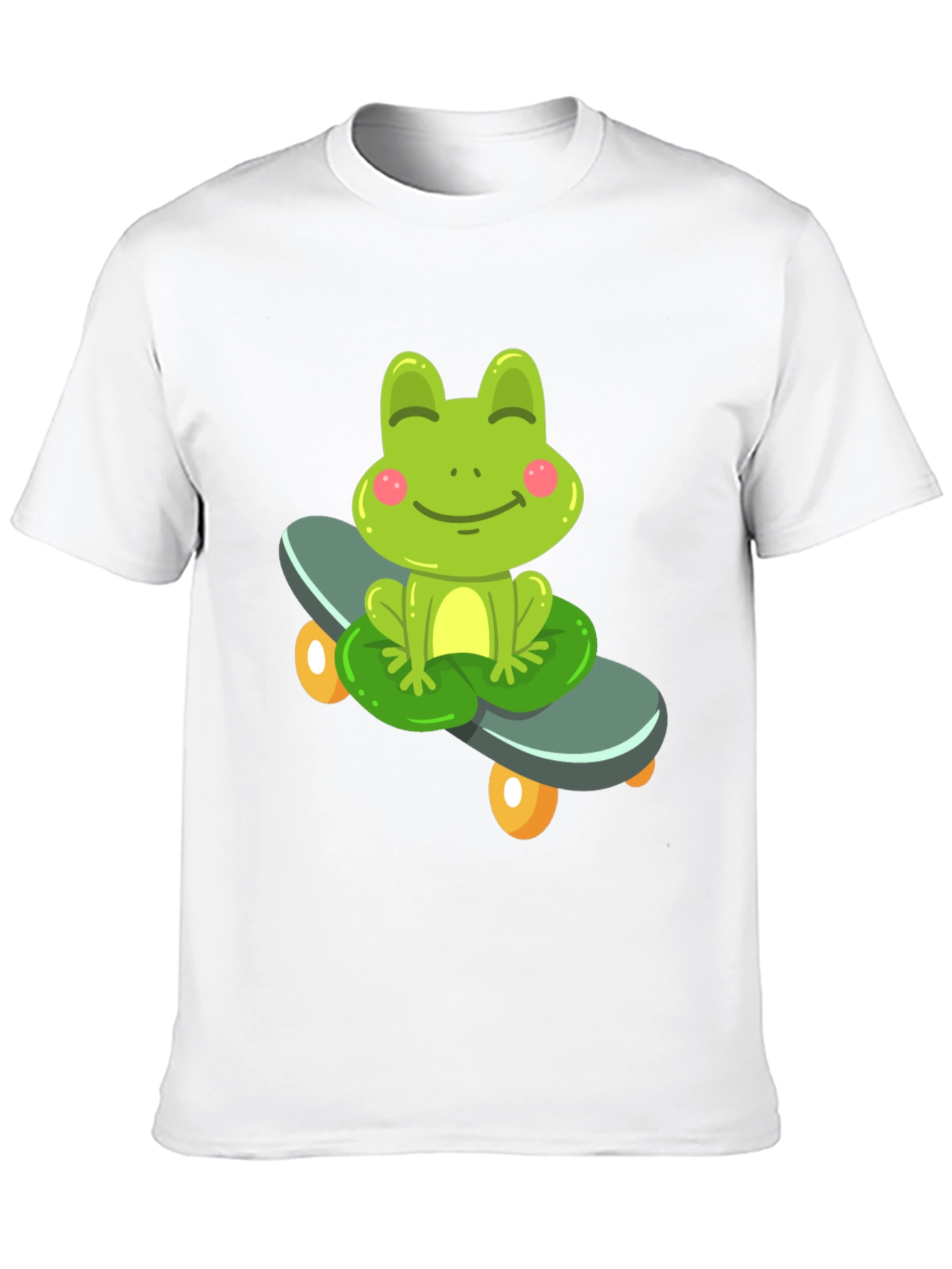 Cute Frog on Skateboard Black T-Shirt