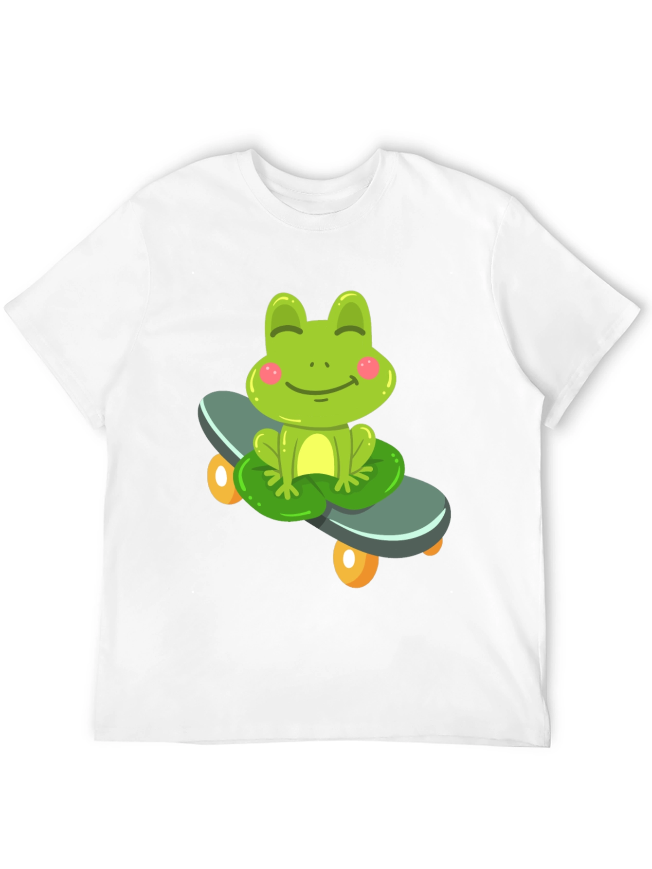 Cute Frog on Skateboard Black T-Shirt
