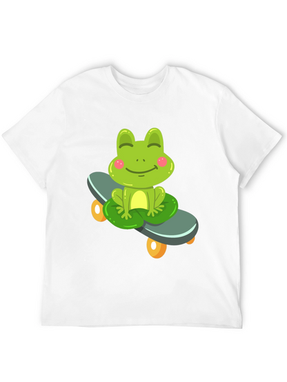 Cute Frog on Skateboard Black T-Shirt
