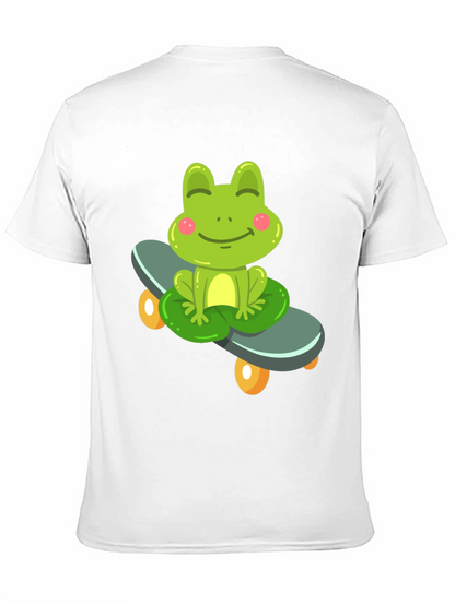 Cute Frog on Skateboard Black T-Shirt