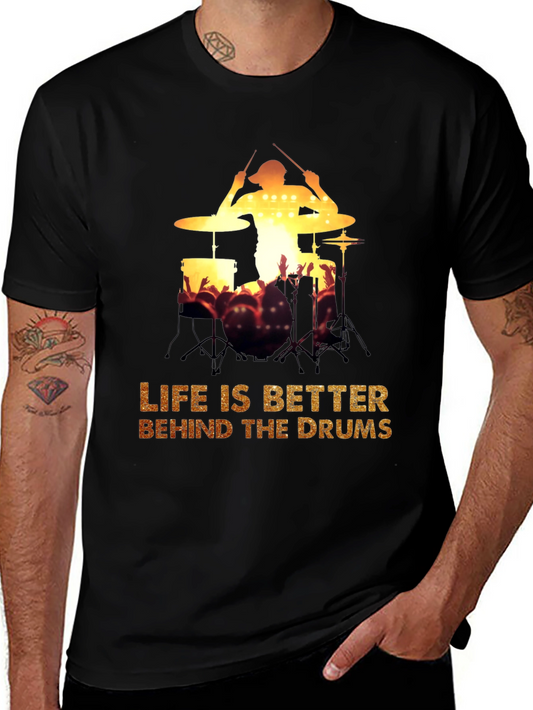 Drummer Silhouette Graphic Tee - Music Lover T-Shirt