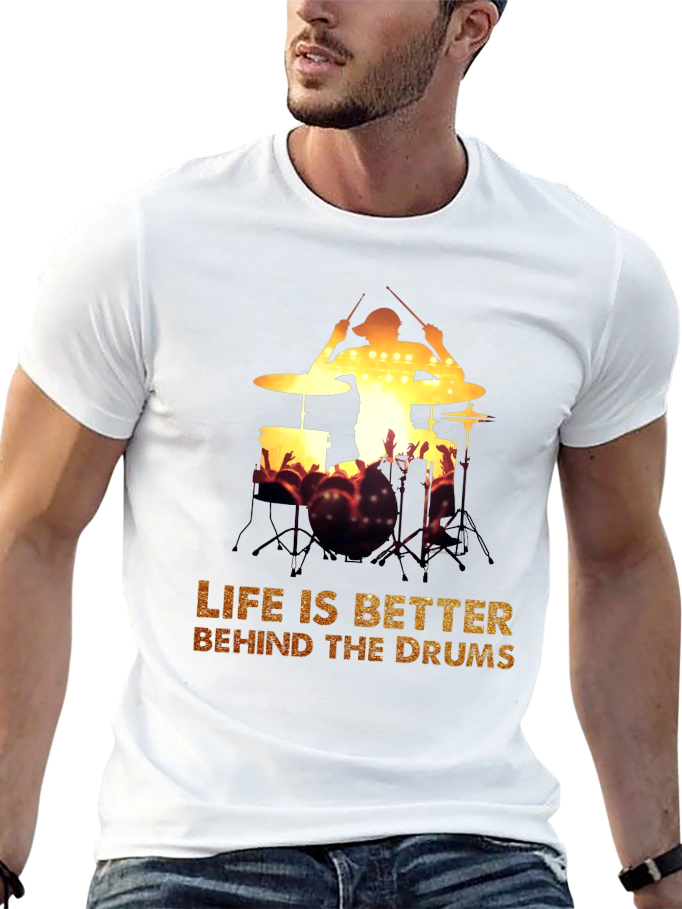Drummer Silhouette Graphic Tee - Music Lover T-Shirt