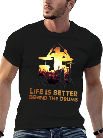 Drummer Silhouette Graphic Tee - Music Lover T-Shirt
