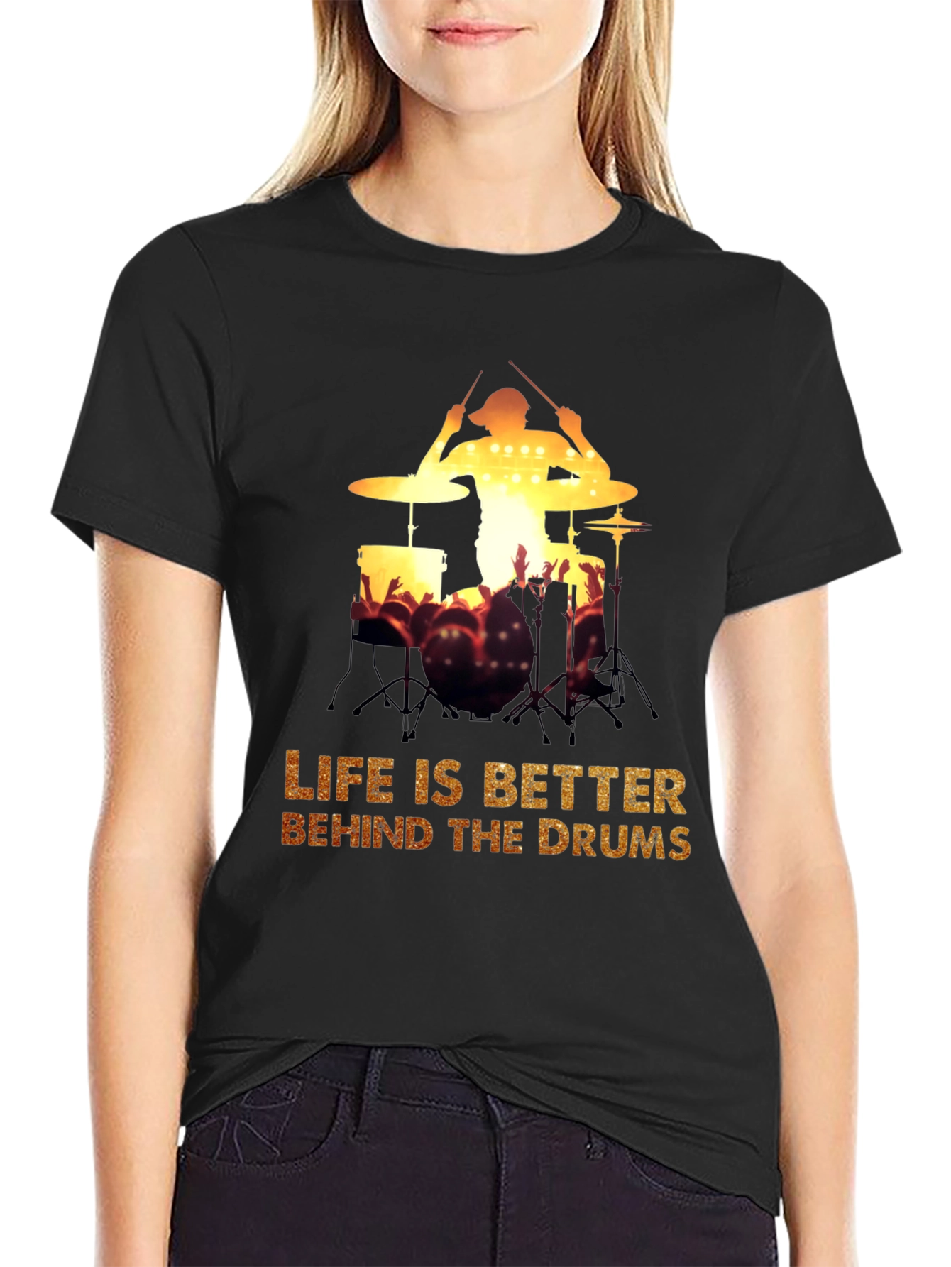 Drummer Silhouette Graphic Tee - Music Lover T-Shirt